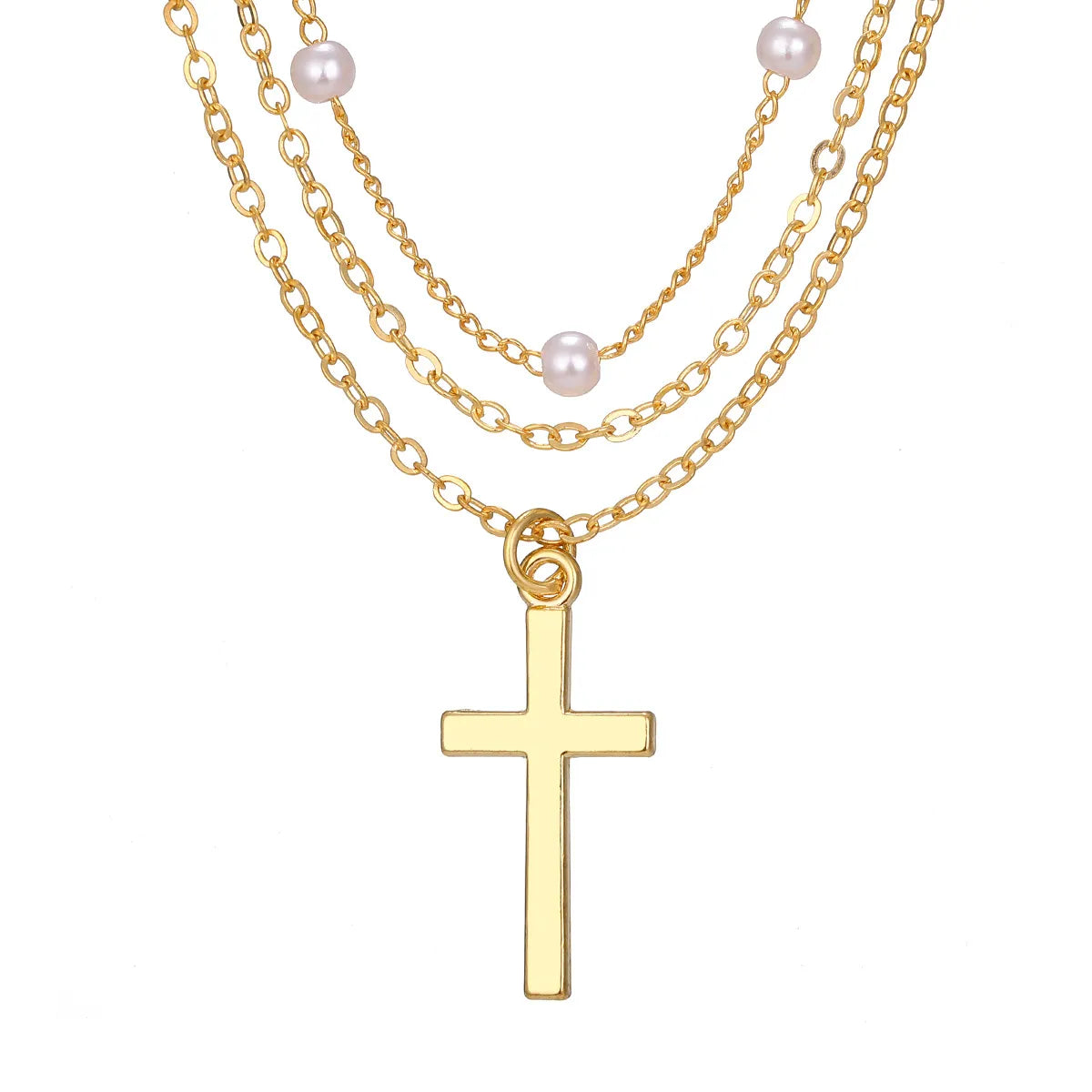 Simple Style Classic Style Cross Alloy Wholesale Layered Necklaces