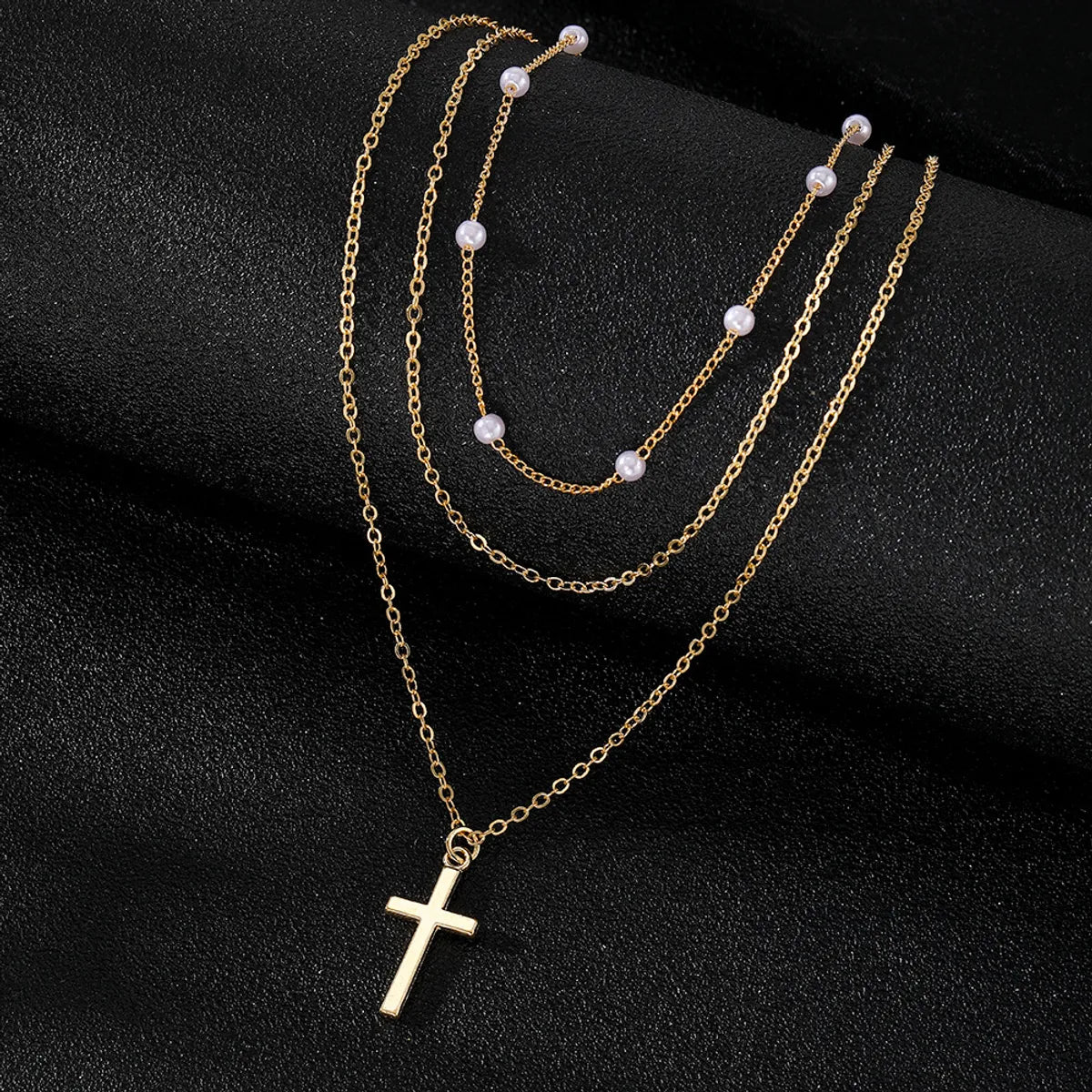 Simple Style Classic Style Cross Alloy Wholesale Layered Necklaces