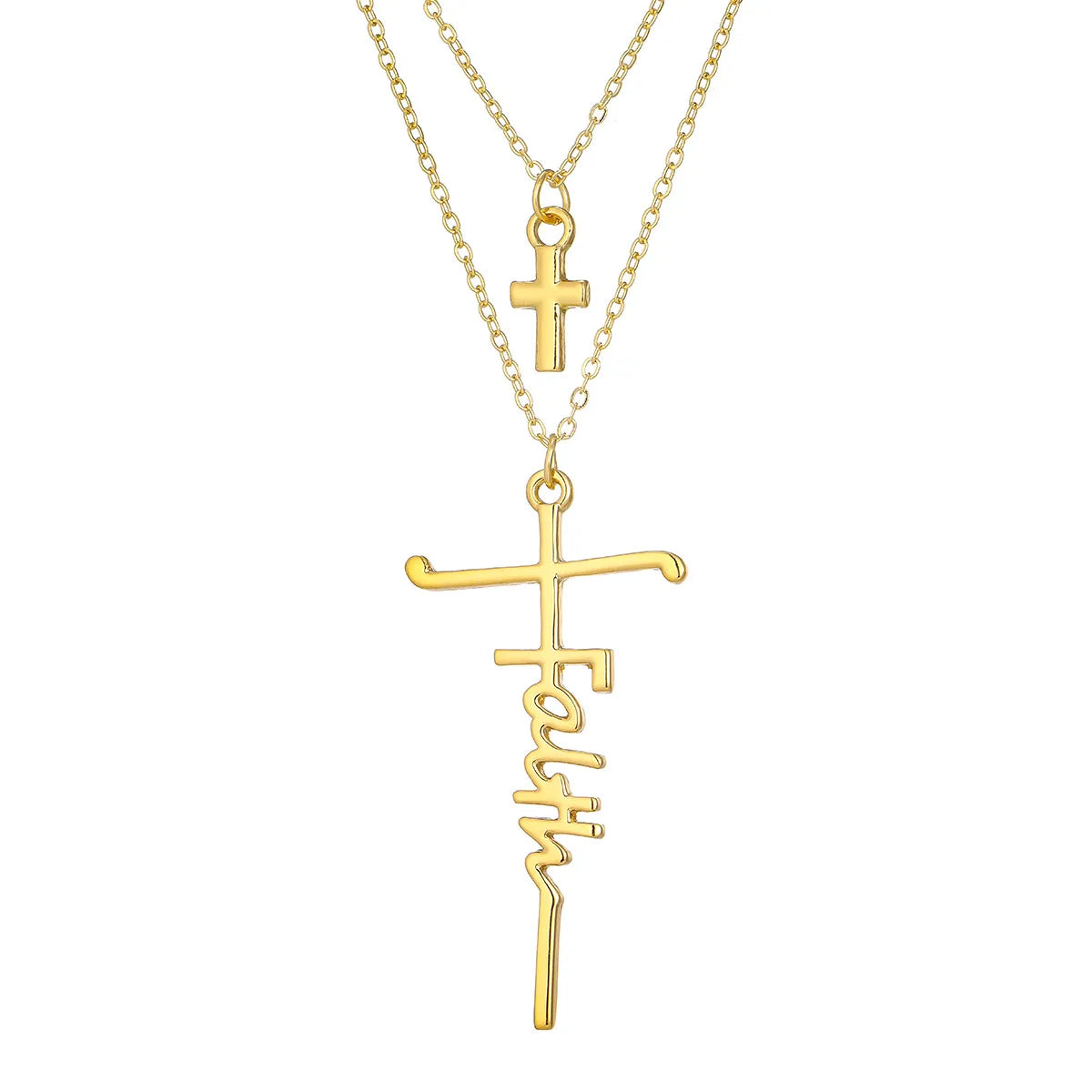 Simple Style Classic Style Cross Alloy Wholesale Layered Necklaces