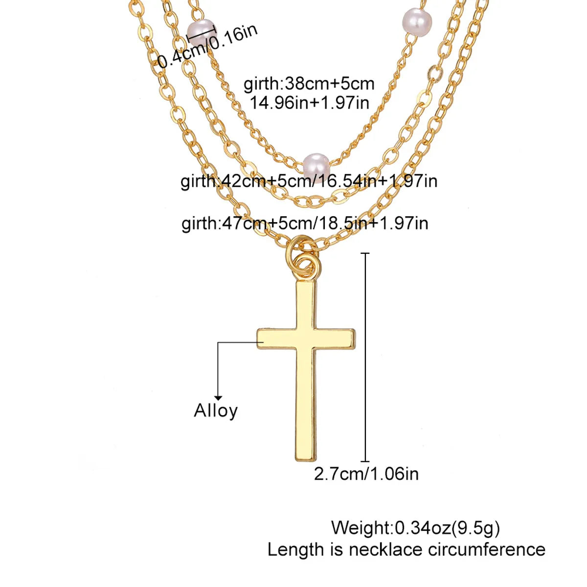 Simple Style Classic Style Cross Alloy Wholesale Layered Necklaces