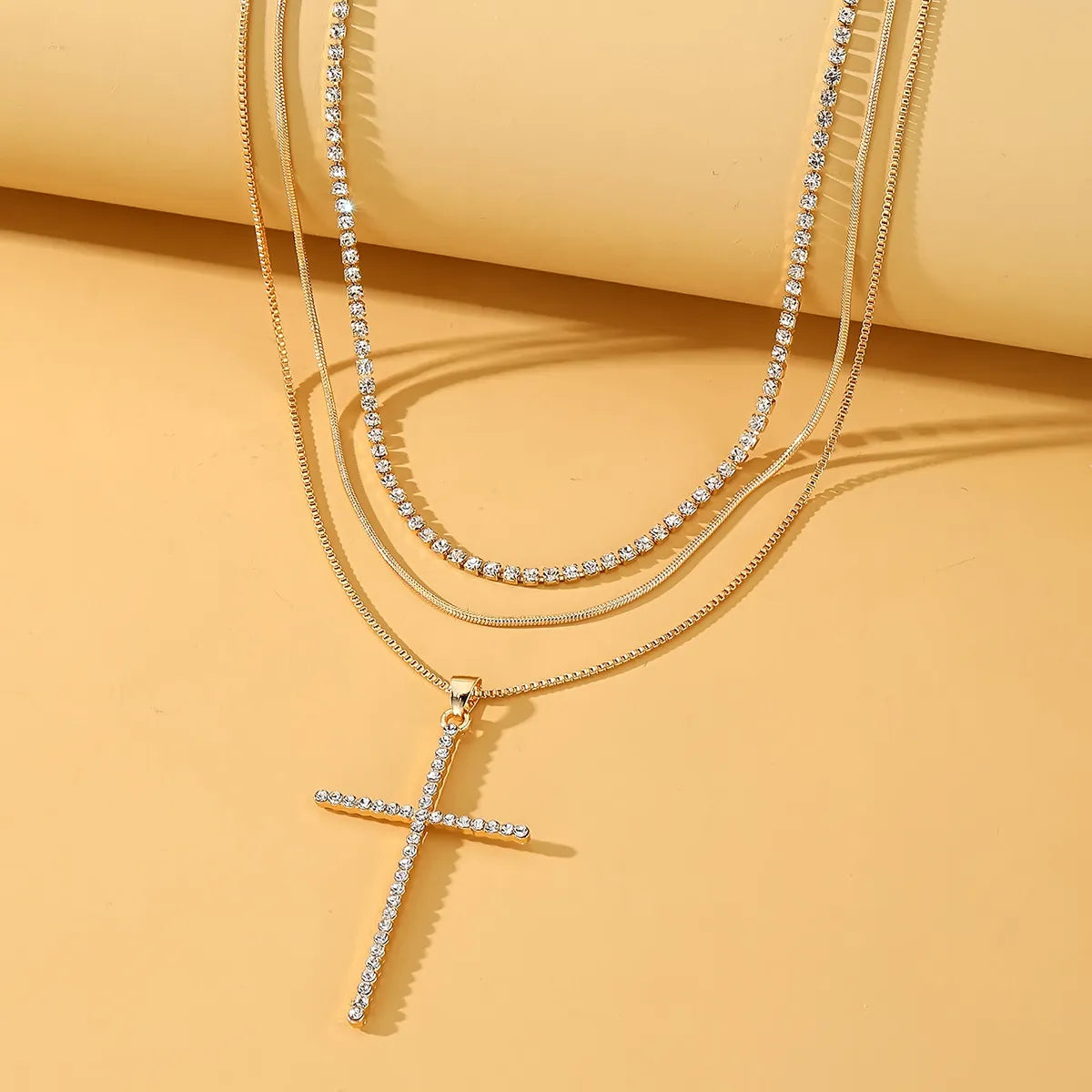 Simple Style Classic Style Cross Alloy Wholesale Layered Necklaces