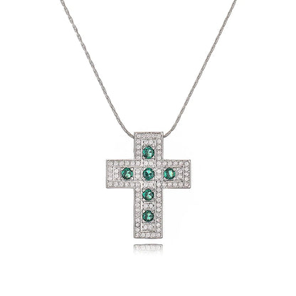 Simple Style Classic Style Cross Copper Plating Inlay Zircon 18k Gold Plated Pendant Necklace