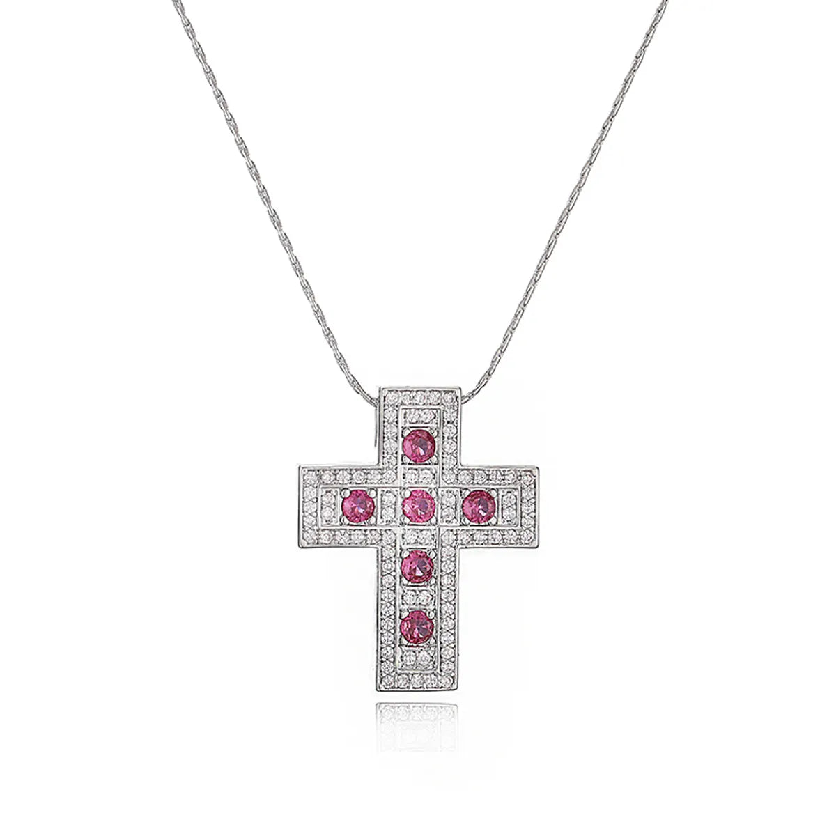 Simple Style Classic Style Cross Copper Plating Inlay Zircon 18k Gold Plated Pendant Necklace