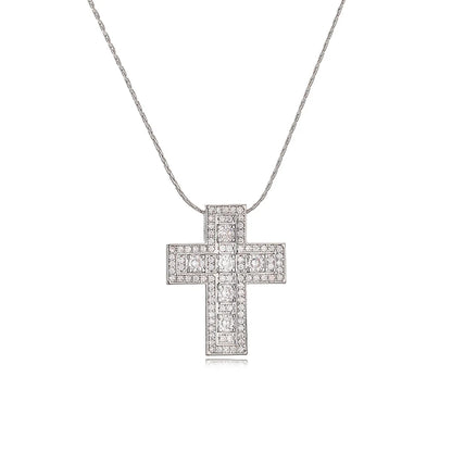 Simple Style Classic Style Cross Copper Plating Inlay Zircon 18k Gold Plated Pendant Necklace