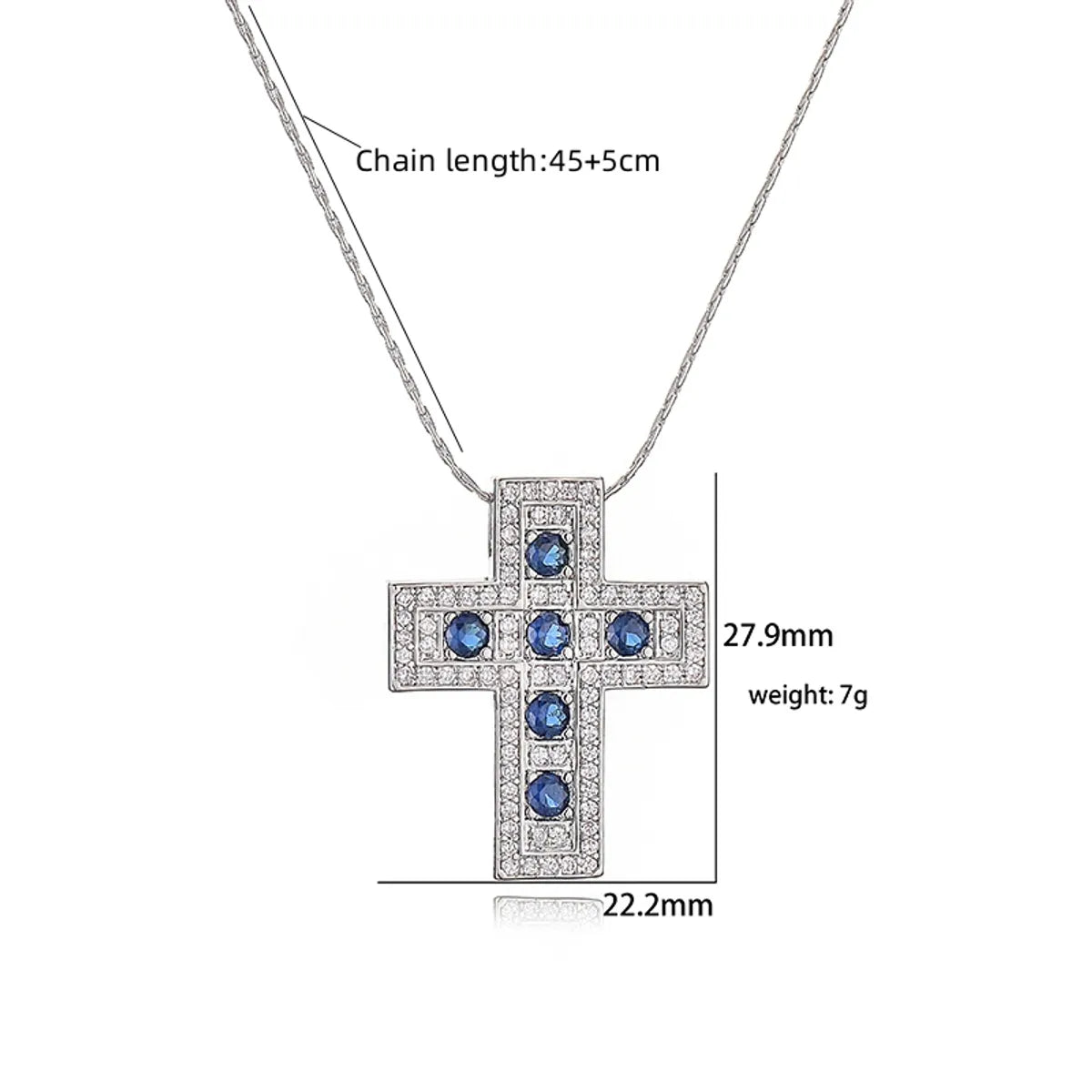 Simple Style Classic Style Cross Copper Plating Inlay Zircon 18k Gold Plated Pendant Necklace