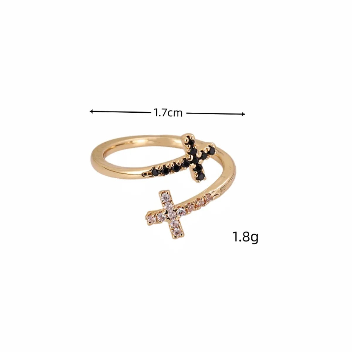 Simple Style Classic Style Cross Copper Zircon Open Rings In Bulk