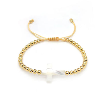 Simple Style Classic Style Cross Freshwater Pearl Copper Beaded Bracelets