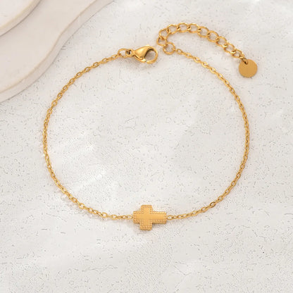 Simple Style Classic Style Cross Heart Shape Crown Stainless Steel Plating 14k Gold Plated Bracelets