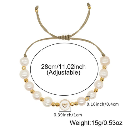 Simple Style Classic Style Cross Heart Shape Imitation Pearl Copper Wholesale Bracelets