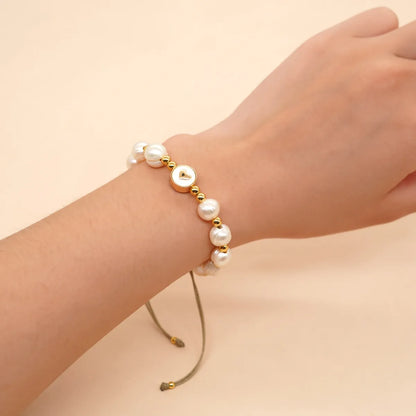 Simple Style Classic Style Cross Heart Shape Imitation Pearl Copper Wholesale Bracelets