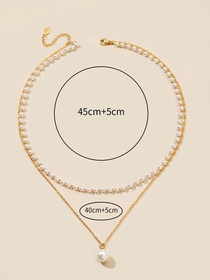 Simple Style Classic Style Cross Stainless Steel Imitation Pearl Beaded Plating Women's Necklace