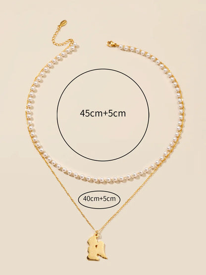 Simple Style Classic Style Cross Stainless Steel Imitation Pearl Beaded Plating Women's Necklace