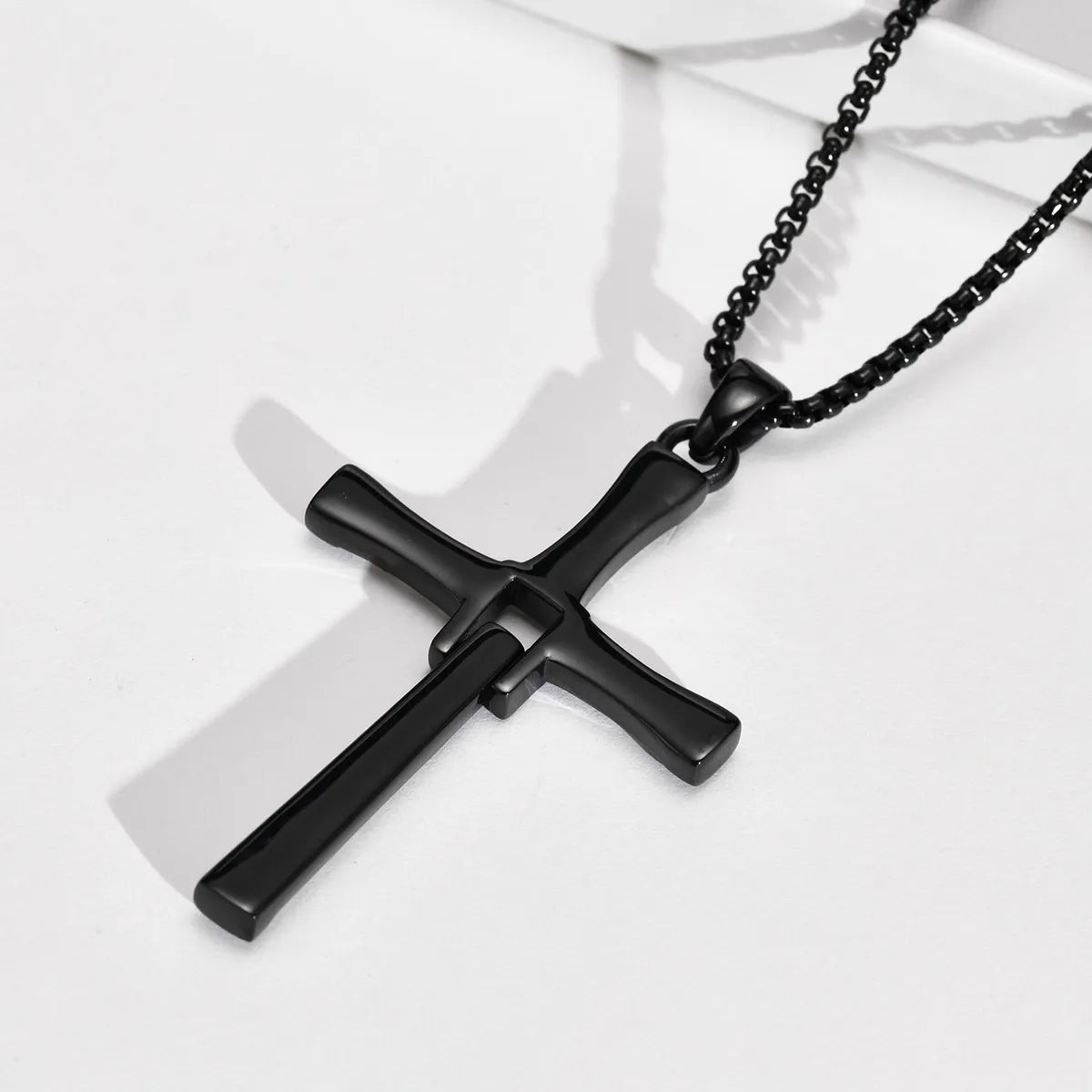 Simple Style Classic Style Cross Stainless Steel Plating Inlay Zircon 18k Gold Plated Men's Pendant Necklace