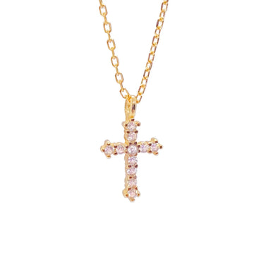 Simple Style Classic Style Cross Sterling Silver Inlay Zircon Pendant Necklace