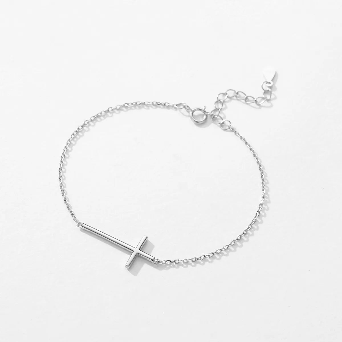 Simple Style Classic Style Cross Sterling Silver Plating Rhodium Plated Bracelets