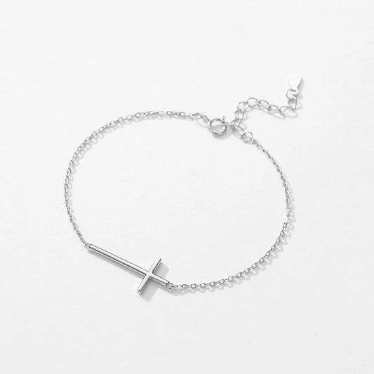 Simple Style Classic Style Cross Sterling Silver Plating Rhodium Plated Bracelets