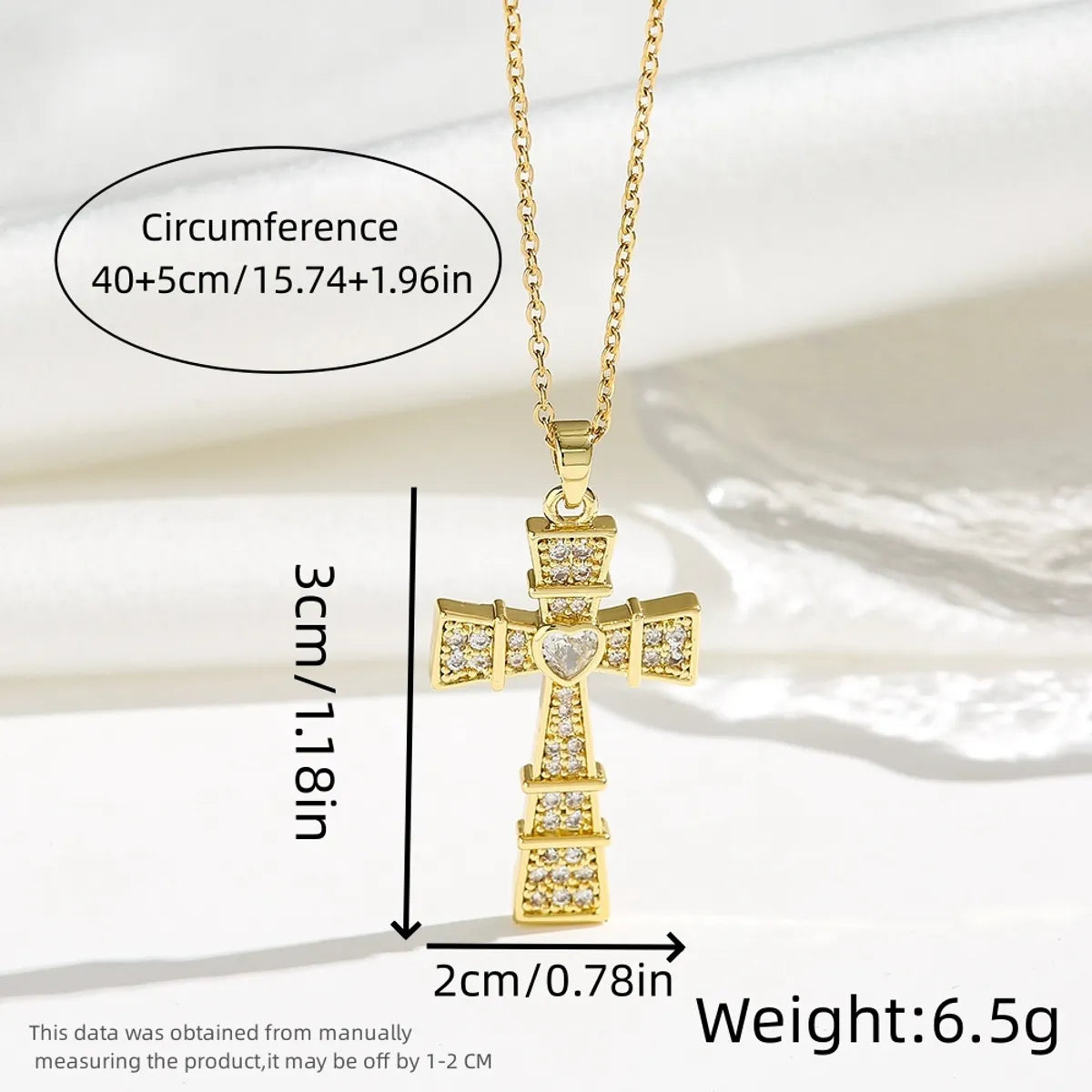 Simple Style Classic Style Cross Titanium Steel Plating Inlay Zircon Gold Plated Silver Plated Pendant Necklace