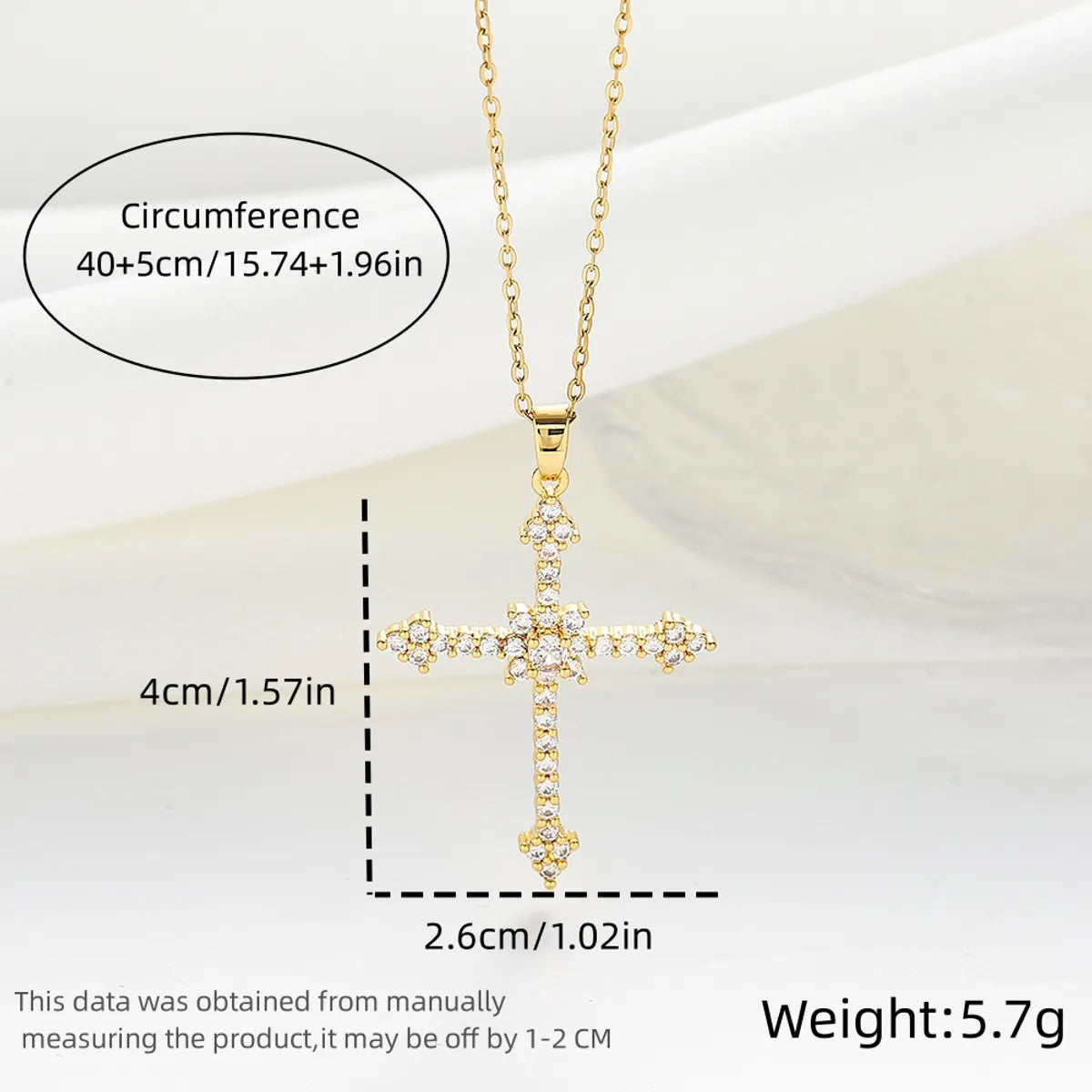 Simple Style Classic Style Cross Titanium Steel Plating Inlay Zircon Gold Plated Silver Plated Pendant Necklace