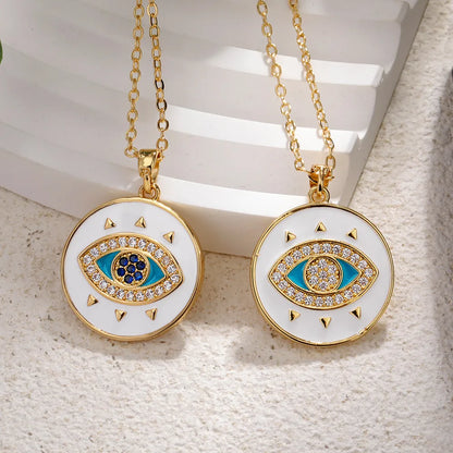 Simple Style Classic Style Devil'S Eye Rhinestones Alloy Copper Wholesale Pendant Necklace