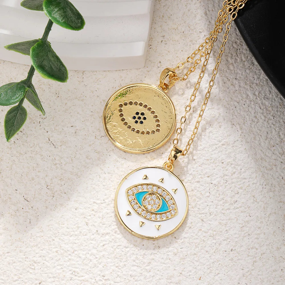 Simple Style Classic Style Devil'S Eye Rhinestones Alloy Copper Wholesale Pendant Necklace