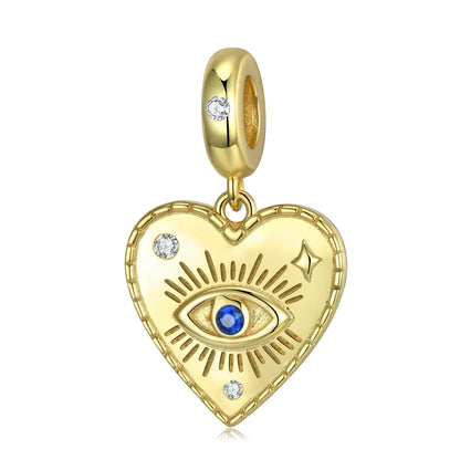 Simple Style Classic Style Devil'S Eye  Heart Shape Sterling Silver Epoxy Inlay Zircon Jewelry Accessories