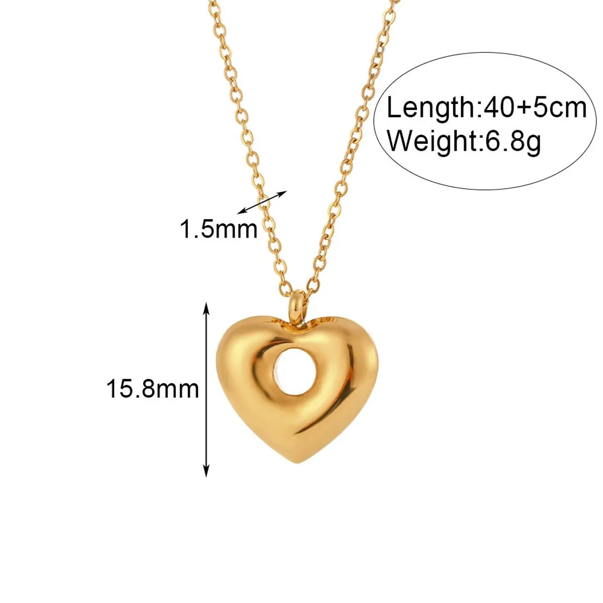 Simple Style Classic Style Devil's Eye Moon Heart Shape Stainless Steel Plating Inlay Rhinestones 18k Gold Plated Pendant Necklace