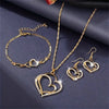 Simple Style Classic Style Double Heart Heart Shape Alloy Inlay Rhinestones Gold Plated Silver Plated Women'S Bracelets Earrings Necklace