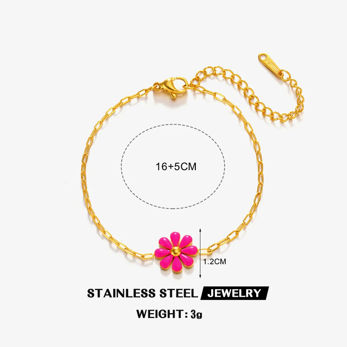 Simple Style Classic Style Flower 304 Stainless Steel 18K Gold Plated Resin Bracelets In Bulk