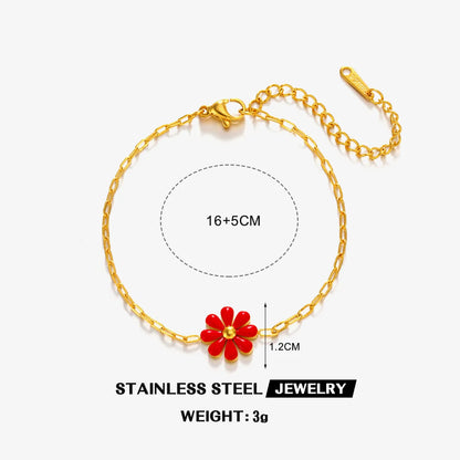 Simple Style Classic Style Flower 304 Stainless Steel 18K Gold Plated Resin Bracelets In Bulk