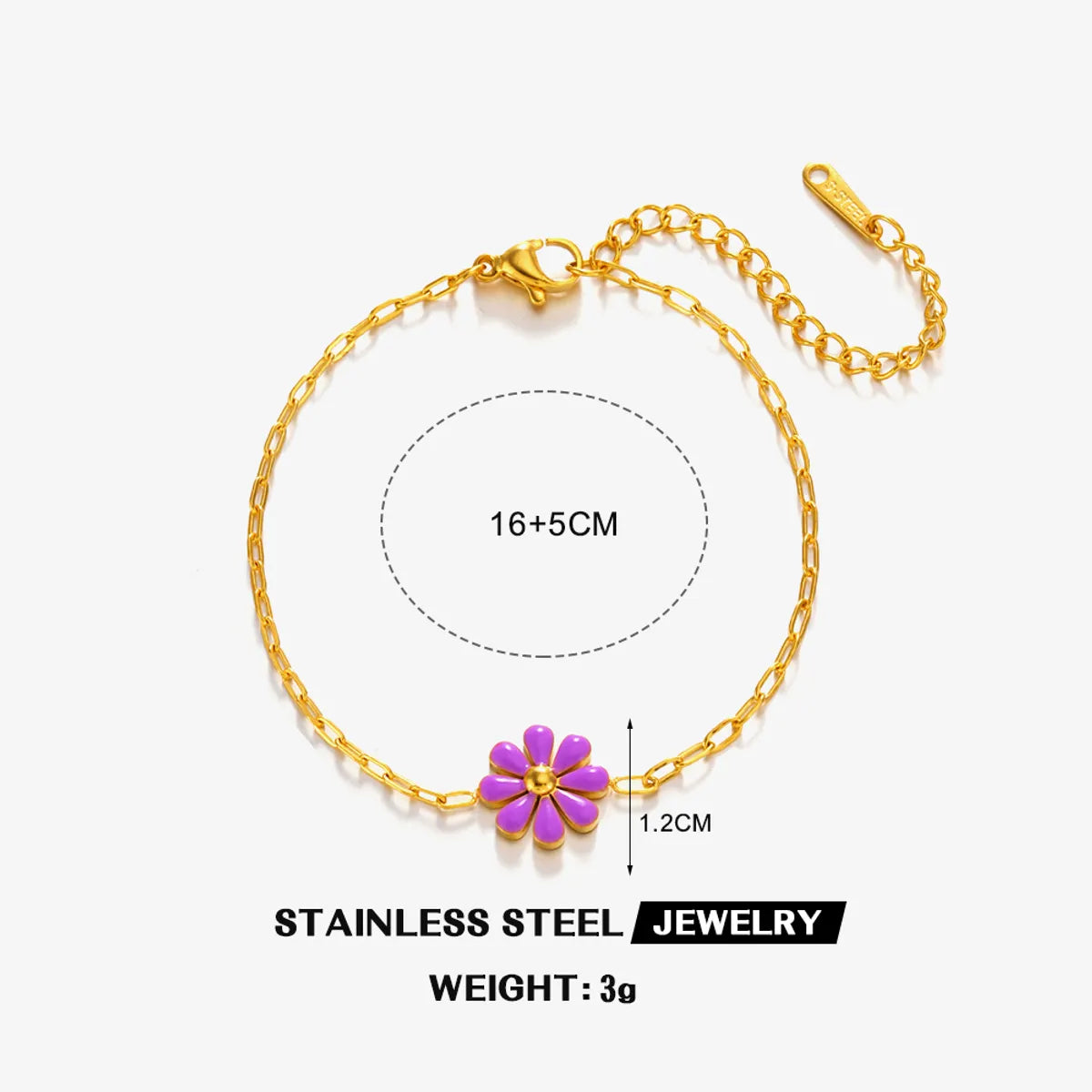 Simple Style Classic Style Flower 304 Stainless Steel 18K Gold Plated Resin Bracelets In Bulk