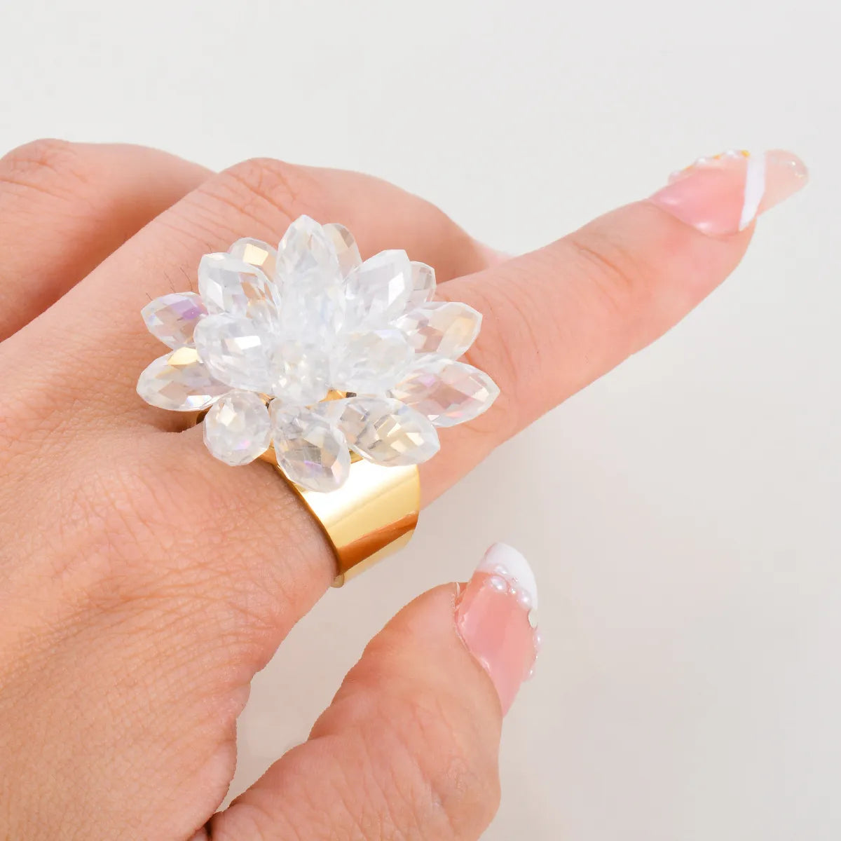 Simple Style Classic Style Flower 304 Stainless Steel Pearl Rings In Bulk