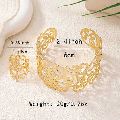 Simple Style Classic Style Flower Alloy Hollow Out 14K Gold Plated Women's Jewelry Set