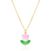 Simple Style Classic Style Flower Alloy Resin Plating Gold Plated Women'S Pendant Necklace