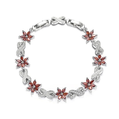 Simple Style Classic Style Flower Brass Inlay Zircon Bracelets