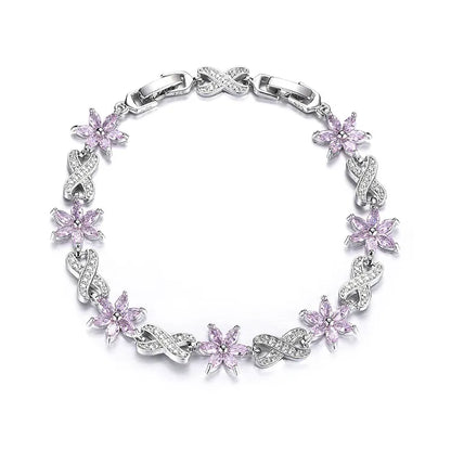 Simple Style Classic Style Flower Brass Inlay Zircon Bracelets