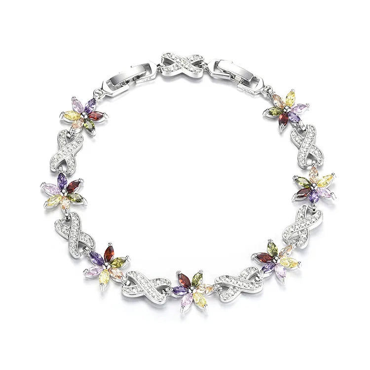 Simple Style Classic Style Flower Brass Inlay Zircon Bracelets