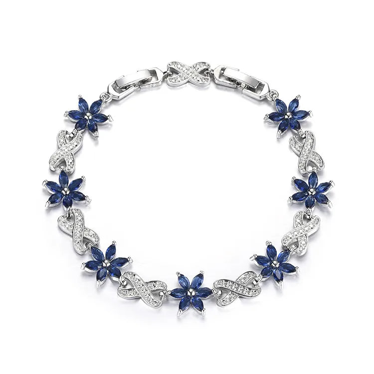 Simple Style Classic Style Flower Brass Inlay Zircon Bracelets