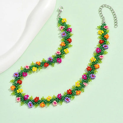 Simple Style Classic Style Flower Crystal Seed Bead Beaded Women's Choker