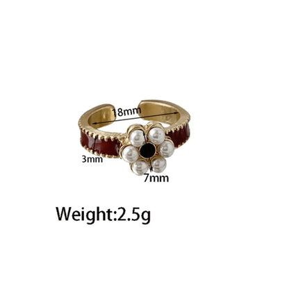 Simple Style Classic Style Flower Gold Plated Pearl Alloy Wholesale Rings