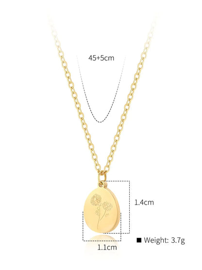 Simple Style Classic Style Flower Stainless Steel Plating 18k Gold Plated Pendant Necklace