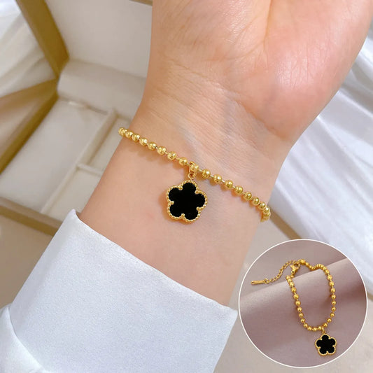 Simple Style Classic Style Flower Titanium Steel Bracelets