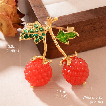 Simple Style Classic Style Fruit Copper Inlay Resin Zircon Women'S Brooches