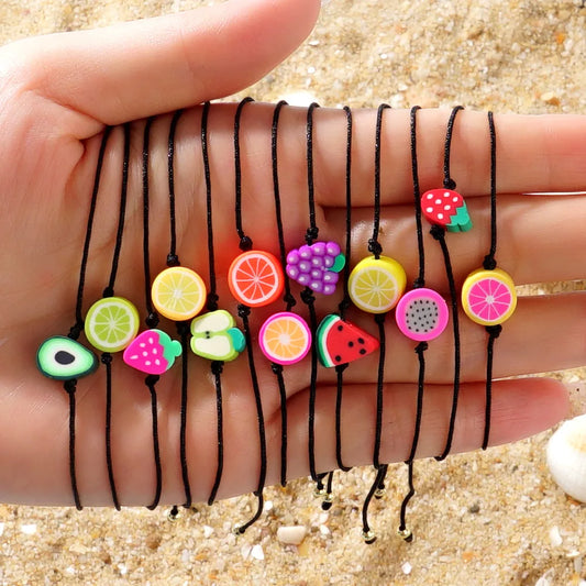 Simple Style Classic Style Fruit Rope Soft Clay Wholesale Drawstring Bracelets