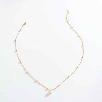 Simple Style Classic Style Geometric 18K Gold Plated Artificial Pearl Copper Wholesale Pendant Necklace