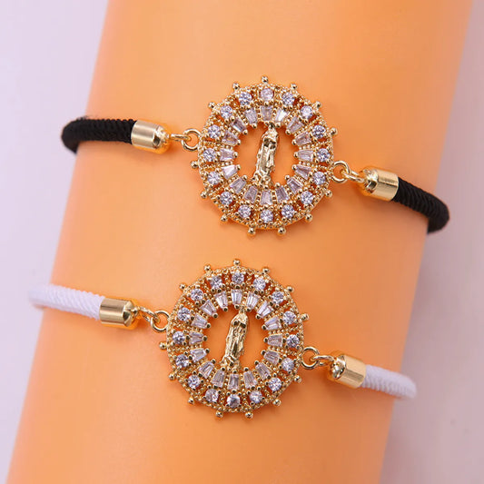 Simple Style Classic Style Geometric 18K Gold Plated Zircon Rope Copper Wholesale Bracelets