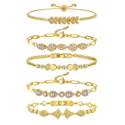 Simple Style Classic Style Geometric Copper Plating Inlay Zircon Gold Plated Bracelets