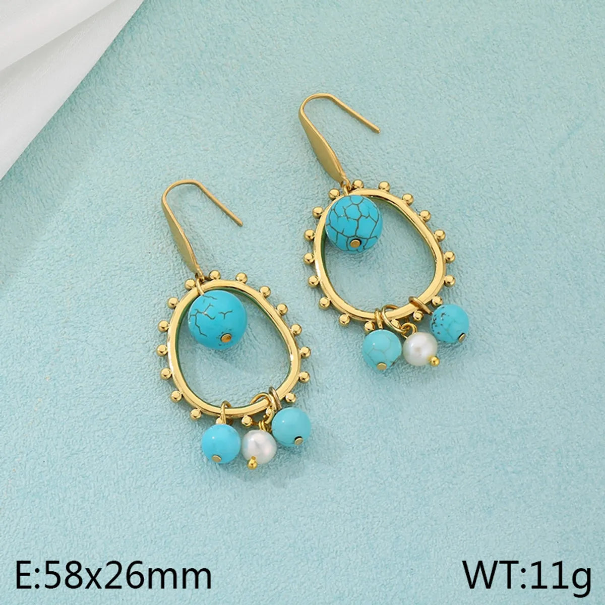 Simple Style Classic Style Geometric Flower Dragonfly 304 Stainless Steel Artificial Crystal Seed Bead Beaded Inlay Turquoise 18K Gold Plated Women'S Bracelets Earrings Necklace