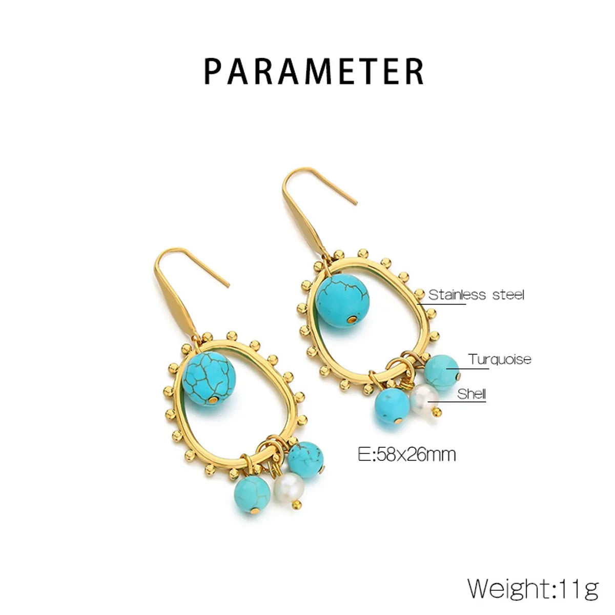 Simple Style Classic Style Geometric Flower Dragonfly 304 Stainless Steel Artificial Crystal Seed Bead Beaded Inlay Turquoise 18K Gold Plated Women'S Bracelets Earrings Necklace