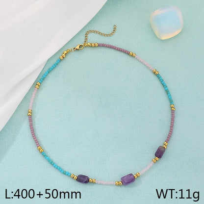 Simple Style Classic Style Geometric Flower Dragonfly 304 Stainless Steel Artificial Crystal Seed Bead Beaded Inlay Turquoise 18K Gold Plated Women'S Bracelets Earrings Necklace