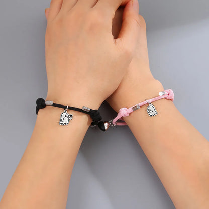 Simple Style Classic Style Geometric Ghost Heart Shape 304 Stainless Steel Rope Wholesale Drawstring Bracelets